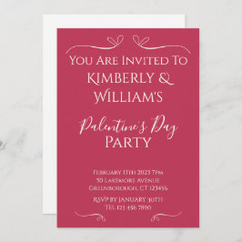 Modern Pink White Palentine's Day Party Invitation Kaart