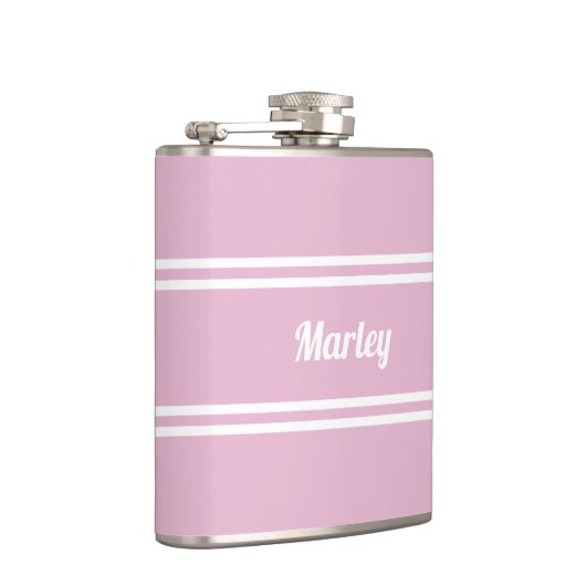 Modern Pink & White Personalized Name Golf Gift Heupfles (Rechts)