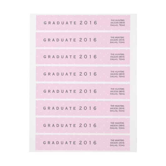 Modern Pink White Polka Dots Afstuderen 2016 (Vel)