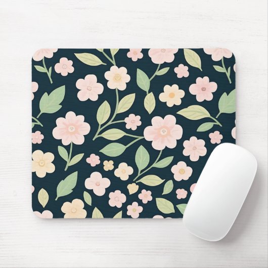 Modern Pink Wildflowers Pattern Muismat (Met muis)