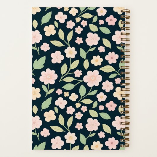 Modern Pink Wildflowers Pattern Notitieboek (Achterkant)
