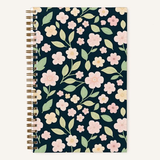 Modern Pink Wildflowers Pattern Notitieboek (Voorkant)