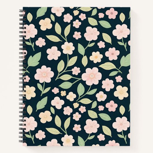 Modern Pink Wildflowers Pattern Notitieboek (Voorkant)