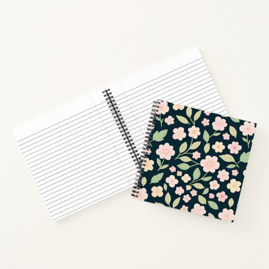 Modern Pink Wildflowers Pattern Notitieboek (Binnen)
