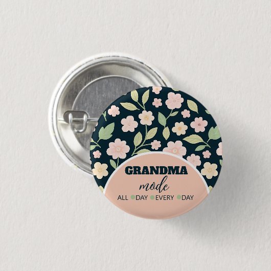 Modern Pink Wildflowers Pattern Ronde Button 3,2 Cm (Voorkant /achterkant)