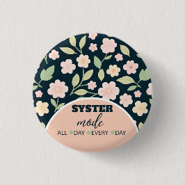 Modern Pink Wildflowers Pattern Ronde Button 3,2 Cm