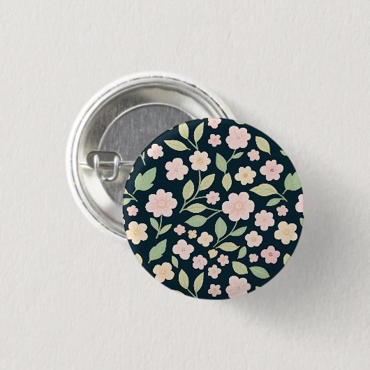 Modern Pink Wildflowers Pattern Ronde Button 3,2 Cm (Voorkant /achterkant)