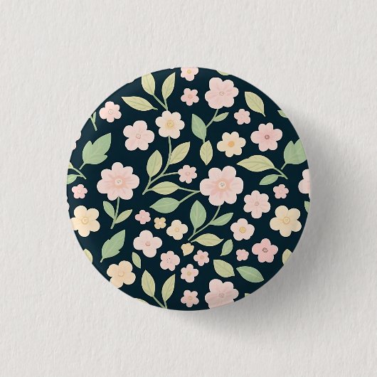 Modern Pink Wildflowers Pattern Ronde Button 3,2 Cm (Voorkant)