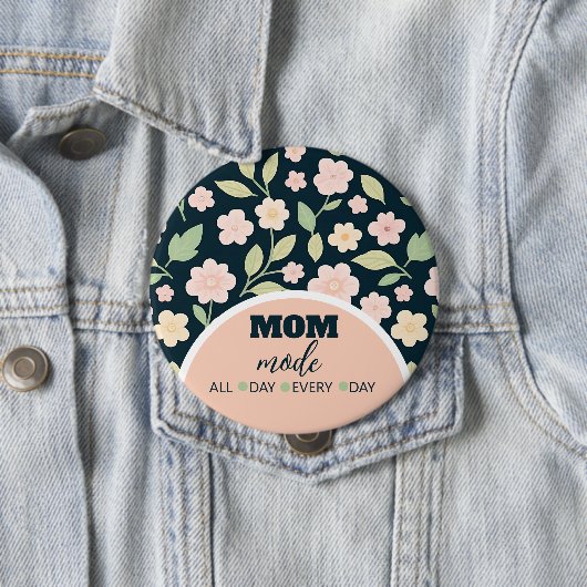 Modern Pink Wildflowers Pattern Ronde Button 4,0 Cm (In situ)
