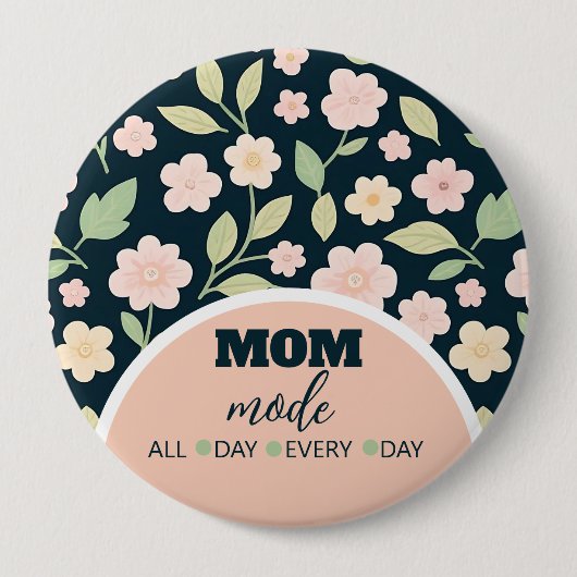 Modern Pink Wildflowers Pattern Ronde Button 4,0 Cm (Voorkant)