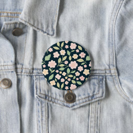 Modern Pink Wildflowers Pattern Ronde Button 7,6 Cm