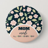 Modern Pink Wildflowers Pattern Ronde Button 7,6 Cm (Voorkant)