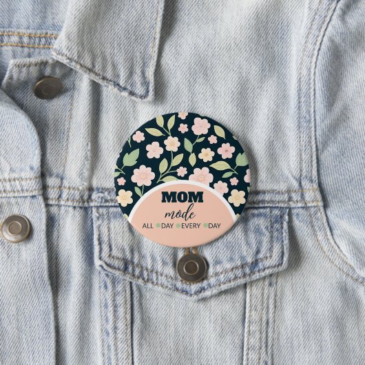 Modern Pink Wildflowers Pattern Ronde Button 7,6 Cm (In situ)