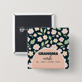 Modern Pink Wildflowers Pattern Vierkante Button 5,1 Cm