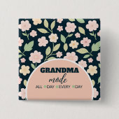 Modern Pink Wildflowers Pattern Vierkante Button 5,1 Cm (Voorkant)