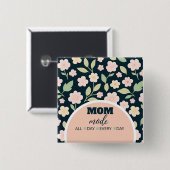 Modern Pink Wildflowers Pattern Vierkante Button 5,1 Cm (Voorkant /achterkant)