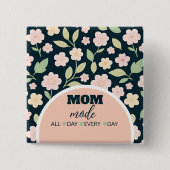 Modern Pink Wildflowers Pattern Vierkante Button 5,1 Cm (Voorkant)