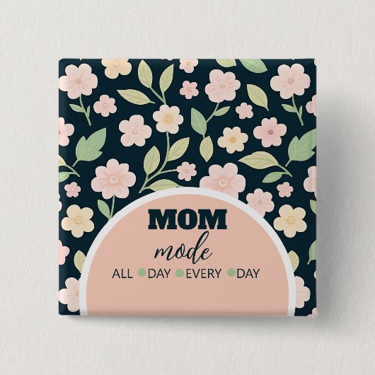 Modern Pink Wildflowers Pattern Vierkante Button 5,1 Cm (Voorkant)