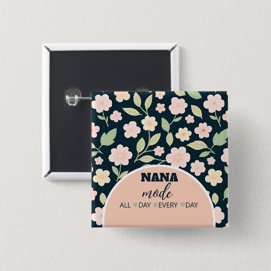 Modern Pink Wildflowers Pattern Vierkante Button 5,1 Cm (Voorkant /achterkant)