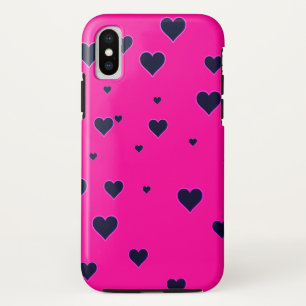 Modern PinkBlack Hearts iPhone case