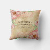 Modern Pioen Bloemen Bruiloft Jubileum Kussen (Achterkant)