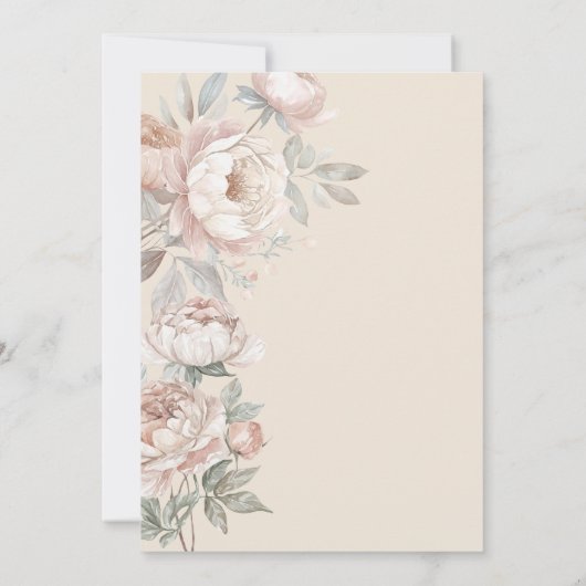 Modern Pioen Roos Bloemen Zwangerschapsaankondigin Aankondiging (Achterkant)