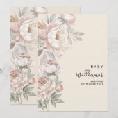 Modern Pioen Roos Bloemen Zwangerschapsaankondigin Aankondiging (Voorkant / Achterkant)