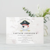 Modern Pirate Birthday Party Kinder uitnodiging (Staand voorkant)