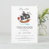 Modern Pirate Birthday Party Kinder uitnodiging (Staand voorkant)