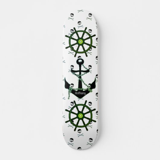 Modern Pirate Ship, voeg naam toe Persoonlijk Skateboard (Voorkant)
