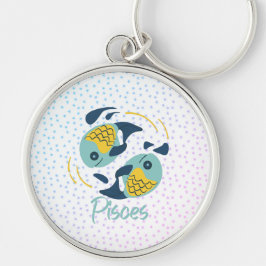 Modern Pisces Fish Zodiac Sleutelhanger