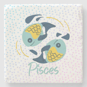 Modern Pisces Fish Zodiac Stenen Onderzetter