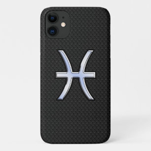 Modern Pisces Zodiac Black Snake Skin style iPhone 11 Hoesje
