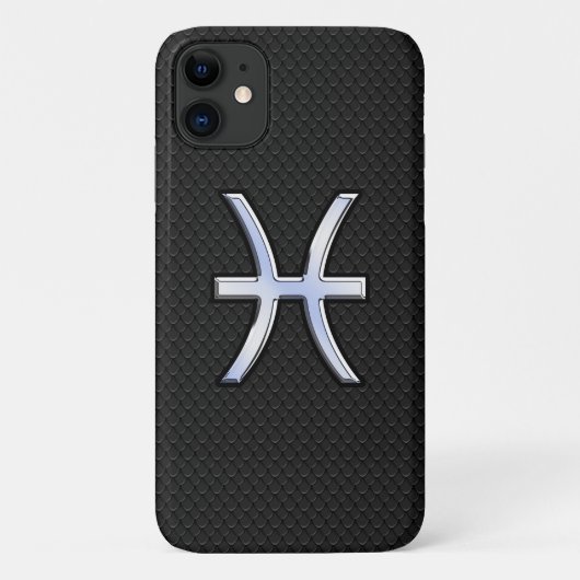 Modern Pisces Zodiac Black Snake Skin style Case-Mate iPhone Case (Achterkant)