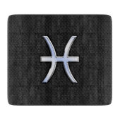 Modern Pisces Zodiac Sign Black Snake Skin style Snijplank (Voorkant)