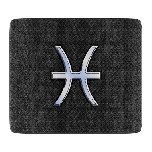 Modern Pisces Zodiac Sign Black Snake Skin style Snijplank (Voorkant)