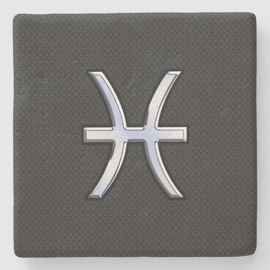 Modern Pisces Zodiac Sign Black Snake Skin style Stenen Onderzetter (Voorkant)