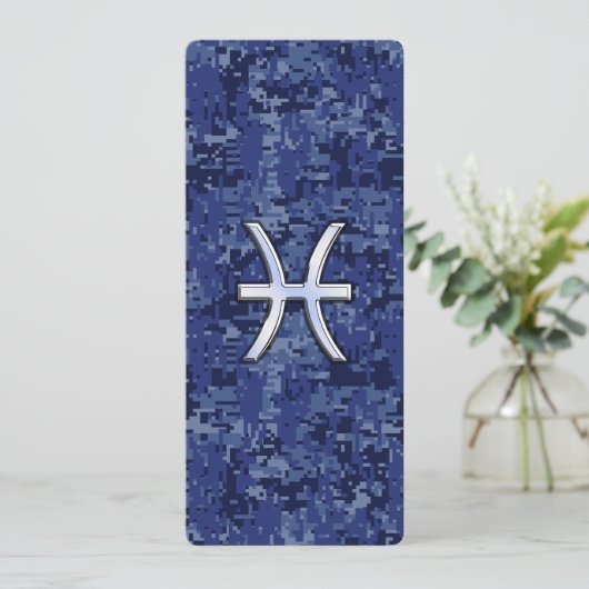 Modern Pisces Zodiac Sign Navy Blue Digital Camo (Staand voorkant)