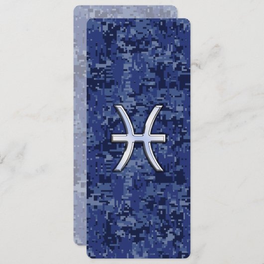 Modern Pisces Zodiac Sign Navy Blue Digital Camo (Voorkant / Achterkant)