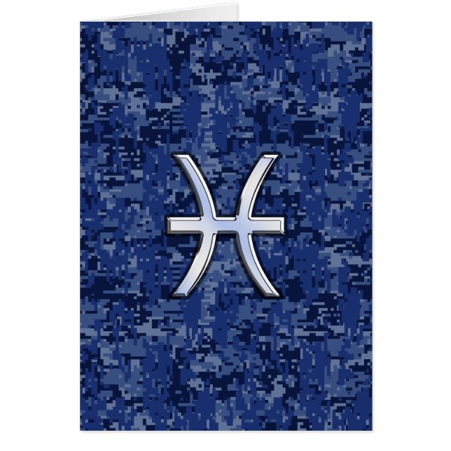 Modern Pisces Zodiac Sign Navy Blue Digital Camo (Voorkant)