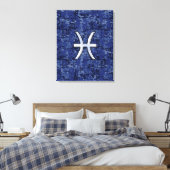 Modern Pisces Zodiac Sign Navy Blue Digital Camo Canvas Afdruk (Insitu (Slaapkamer))