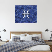 Modern Pisces Zodiac Sign Navy Blue Digital Camo Canvas Afdruk (Insitu (Slaapkamer))