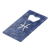Modern Pisces Zodiac Sign Navy Blue Digital Camo Creditkaart Flessenopener (Voorkant Gekanteld)