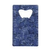 Modern Pisces Zodiac Sign Navy Blue Digital Camo Creditkaart Flessenopener (Achterkant)