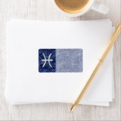 Modern Pisces Zodiac Sign Navy Blue Digital Camo Etiket (Insitu)