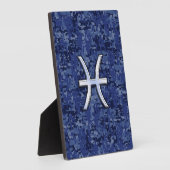 Modern Pisces Zodiac Sign Navy Blue Digital Camo Fotoplaat (Zijkant)