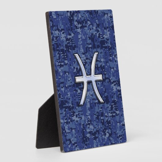 Modern Pisces Zodiac Sign Navy Blue Digital Camo Fotoplaat (Zijkant)