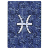 Modern Pisces Zodiac Sign Navy Blue Digital Camo Klembord (Achterkant)