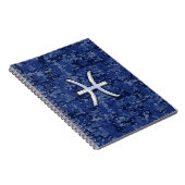 Modern Pisces Zodiac Sign Navy Blue Digital Camo Notitieboek (Rechterzijde)
