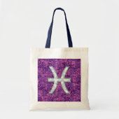 Modern Pisces Zodiac Sign on Fuchsia Digital Camo Tote Bag (Voorkant)